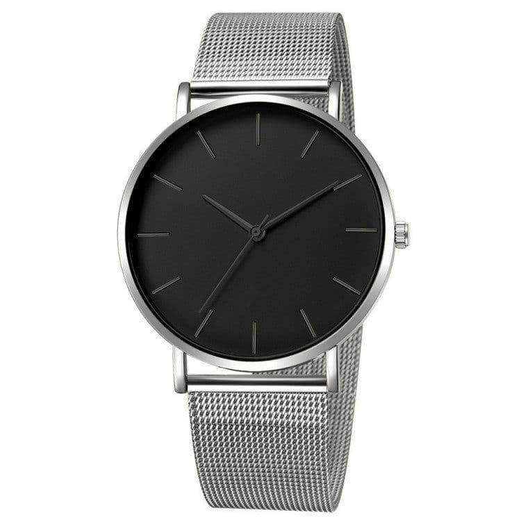 image-Unisex Quartz Watch 40mm Mesh Belt Gold Black Dial 305