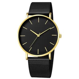 image-Unisex Quartz Watch 40mm Mesh Belt Gold Black Dial 305