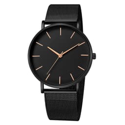 image-Unisex Quartz Watch 40mm Mesh Belt Gold Black Dial 305