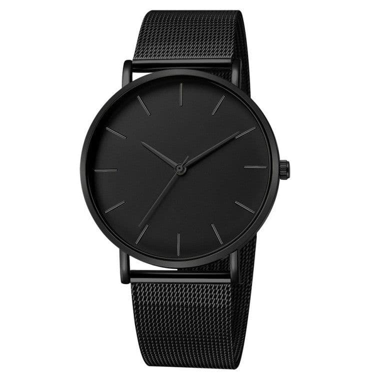 image-Unisex Quartz Watch 40mm Mesh Belt Gold Black Dial 305