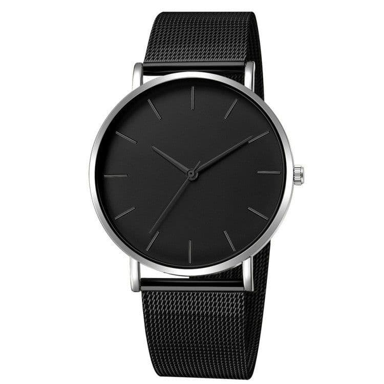 image-Unisex Quartz Watch 40mm Mesh Belt Gold Black Dial 305