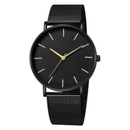 image-Unisex Quartz Watch 40mm Mesh Belt Gold Black Dial 305
