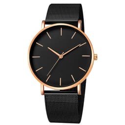 image-Unisex Quartz Watch 40mm Mesh Belt Gold Black Dial 305