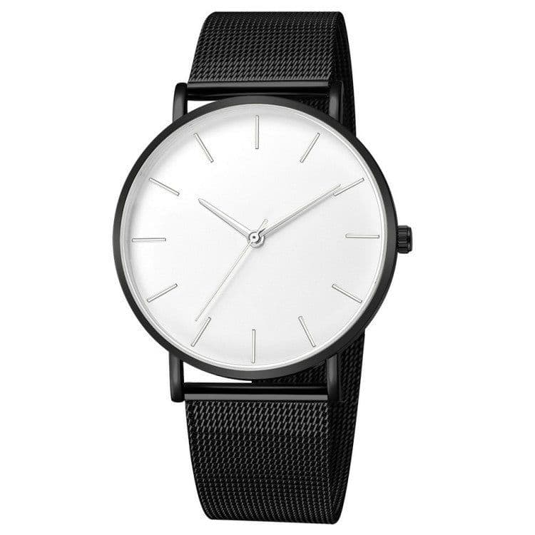 image-Unisex Quartz Watch 40mm Mesh Belt Gold Black Dial 305