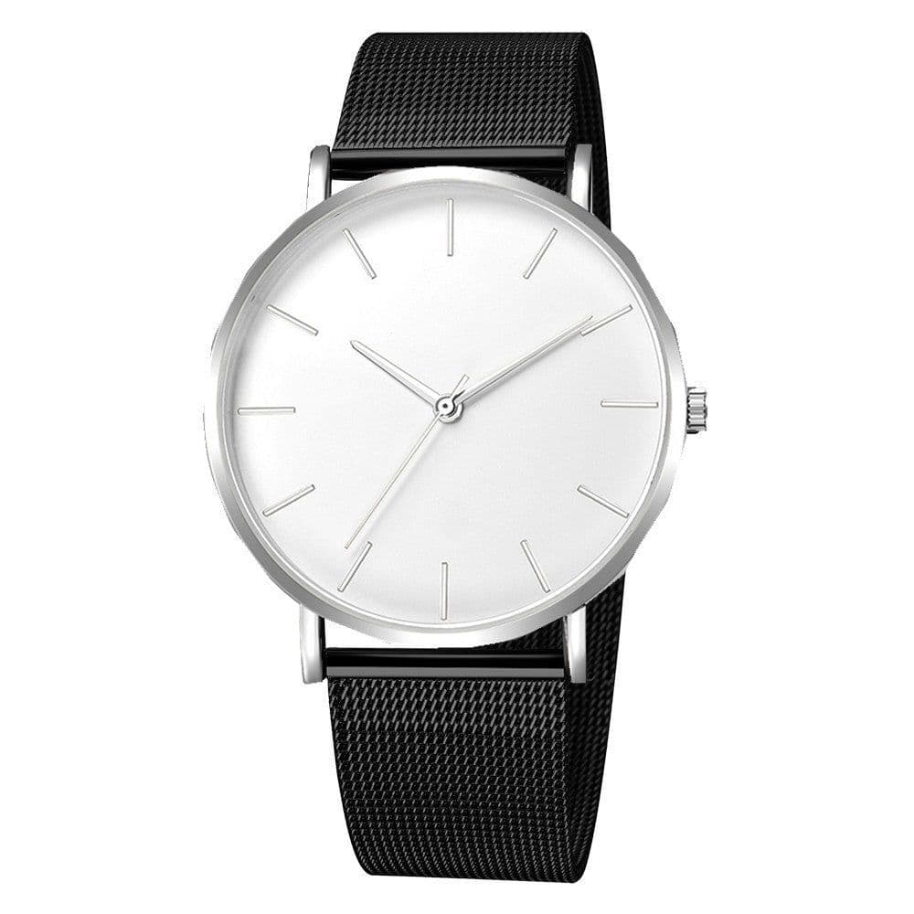 image-Unisex Quartz Watch 40mm Mesh Belt Gold Black Dial 305