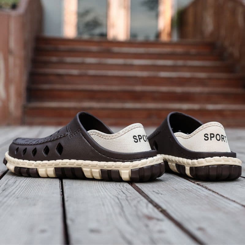 image-Xindixin Men's EVA Sandals Brown Closed Toe Non-Slip Beach Shoes