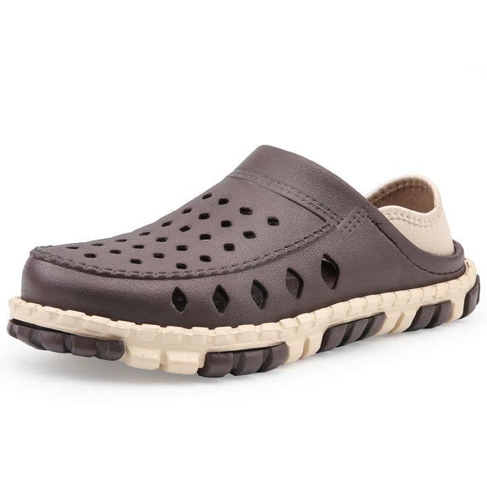 image-Xindixin Men's EVA Sandals Brown Closed Toe Non-Slip Beach Shoes