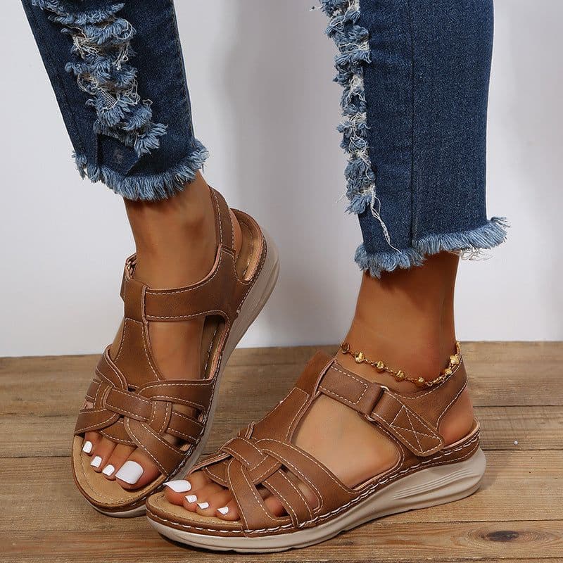 image-Women's Wedge Heel Sandals Summer Casual Comfortable Large Size