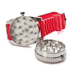 image-Portable 2-Layer Zinc Alloy Herb Grinder with Watch Function