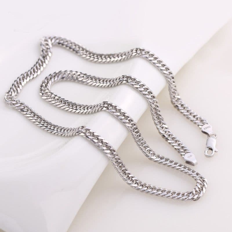 image-Men's S925 Silver Whip Chain Necklace 60cm Korean Style