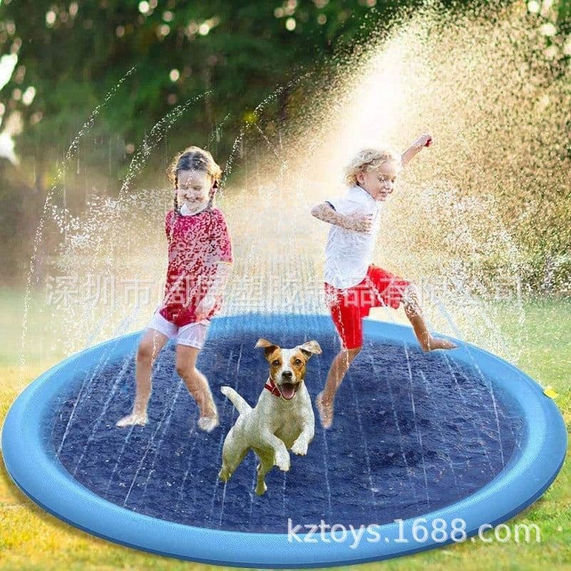 image-Foldable Pet Splash Pad Pool 150CM Dog Cat Water Spray Toy