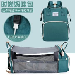 image-Oxford Diaper Bag Backpack Large Capacity Portable Mommy Bag Grey