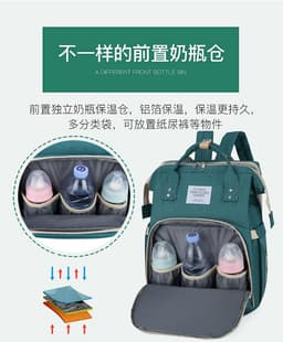 image-Oxford Diaper Bag Backpack Large Capacity Portable Mommy Bag Grey