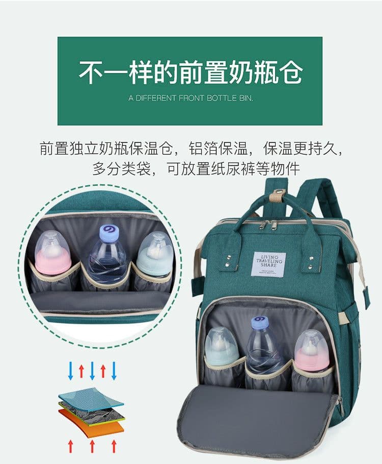 image-Oxford Diaper Bag Backpack Large Capacity Portable Mommy Bag Grey