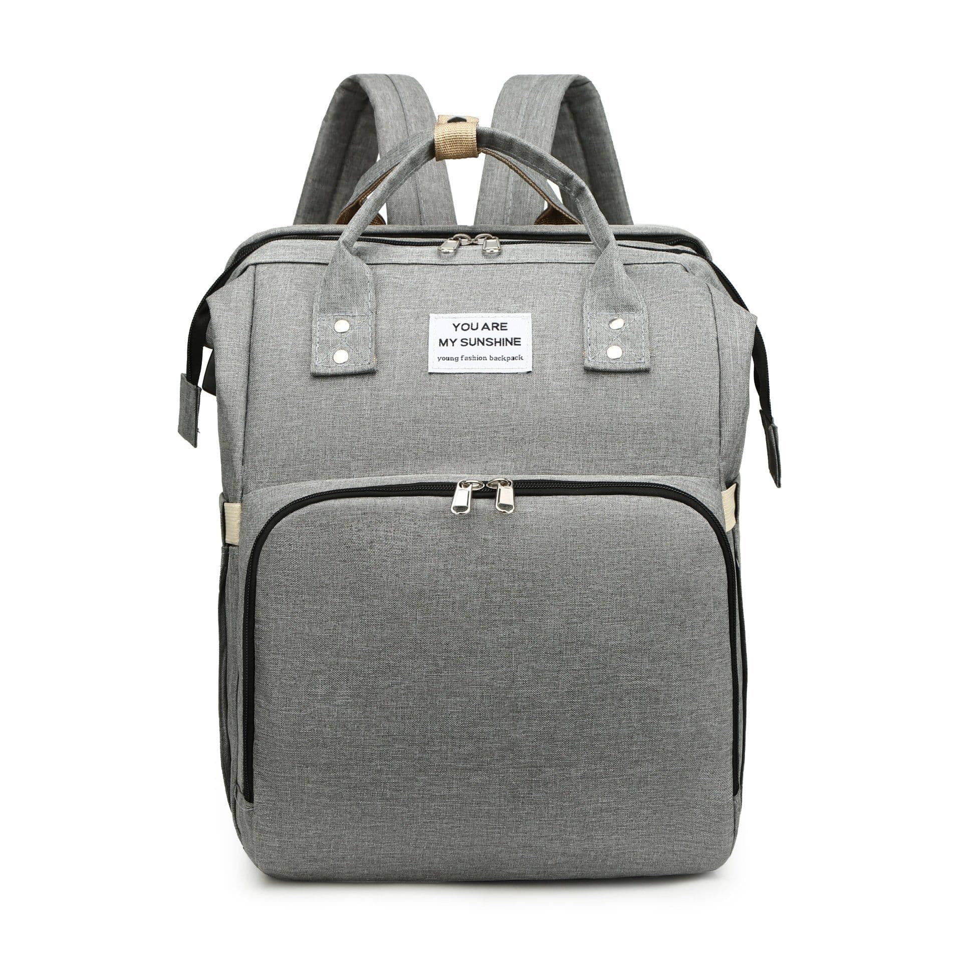 image-Oxford Diaper Bag Backpack Large Capacity Portable Mommy Bag Grey
