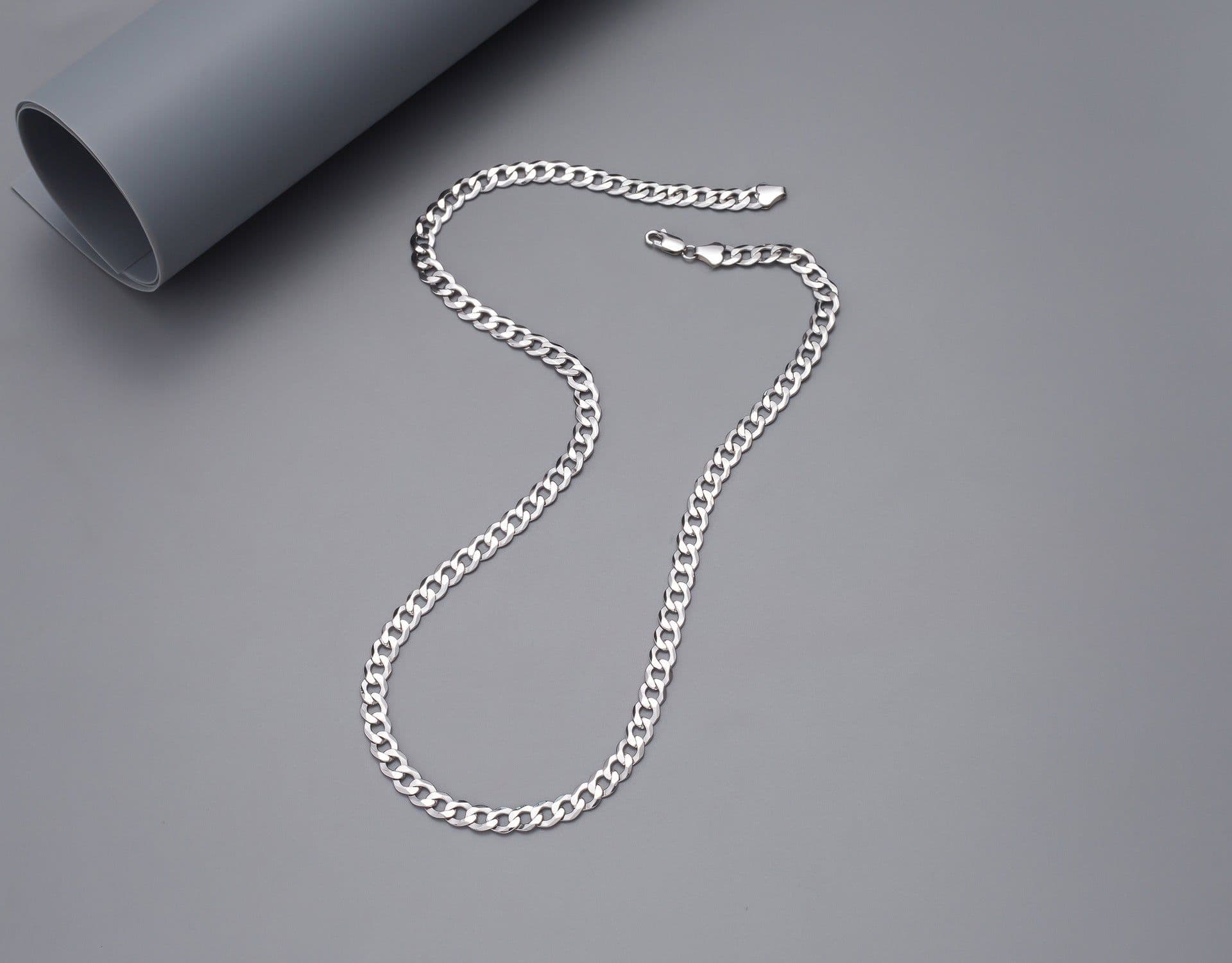 image-S925 Sterling Silver Cuban Chain Necklace 9mm Unisex