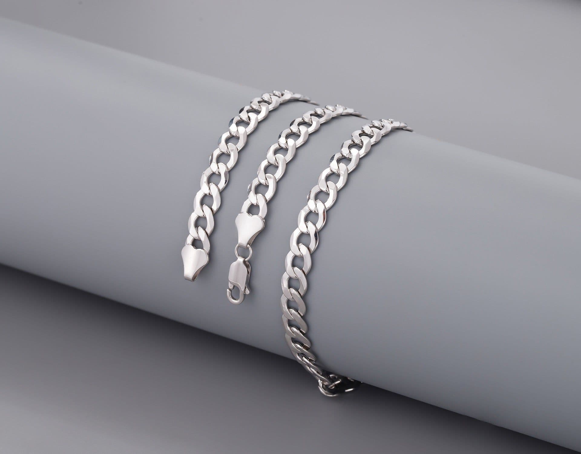 image-S925 Sterling Silver Cuban Chain Necklace 9mm Unisex