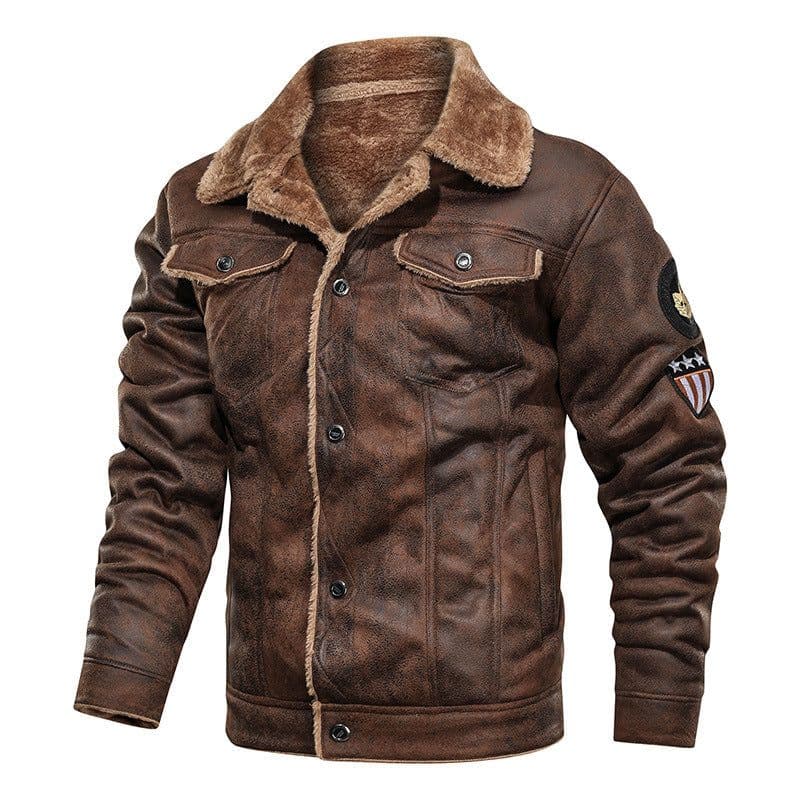 image-WWII U.S. Air Force Flying Tigers Leather Jacket with Fur Collar