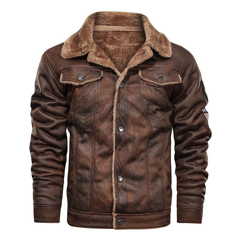 image-WWII U.S. Air Force Flying Tigers Leather Jacket with Fur Collar