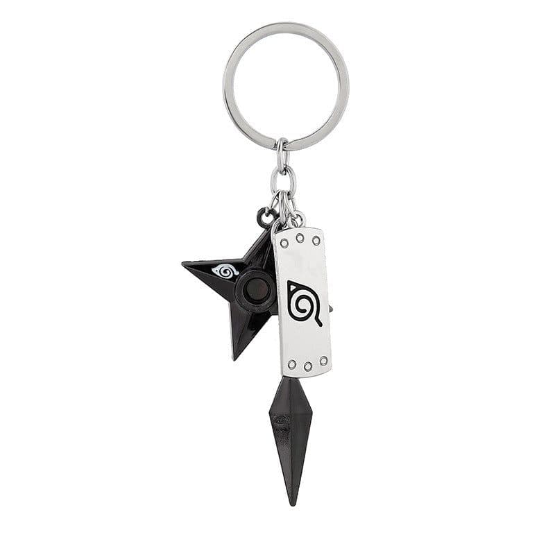 image-Naruto Konoha Forehead Shuriken 3-Piece Alloy Keychain