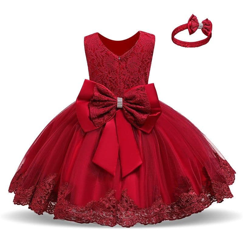 image-Baby Princess Dress Lace Bow Tutu Light Pink Photography Dress