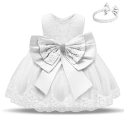 image-Baby Princess Dress Lace Bow Tutu Light Pink Photography Dress