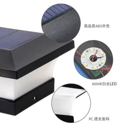 image-Solar LED Pillar Light Outdoor Waterproof IP65 Garden Wall Lamp 3W