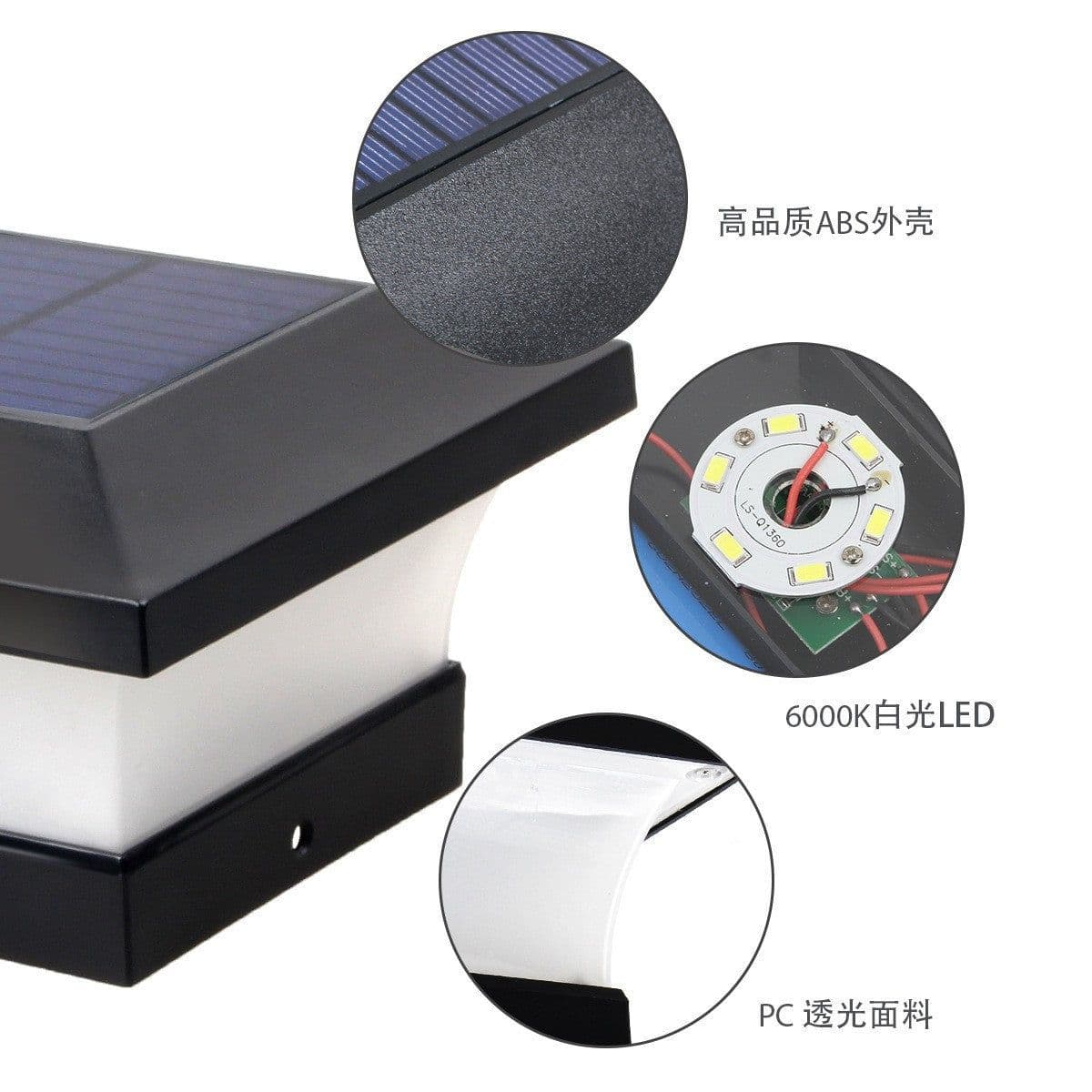 image-Solar LED Pillar Light Outdoor Waterproof IP65 Garden Wall Lamp 3W