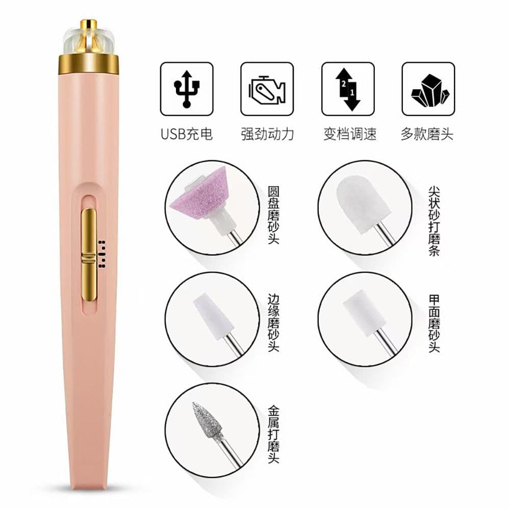 image-USB 5-in-1 Electric Nail Polisher Manicure Tool Pink