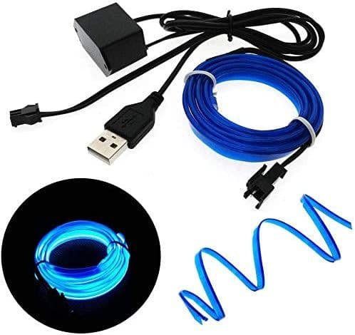 image-3M USB LED Car Interior Atmosphere Light Bar Blue