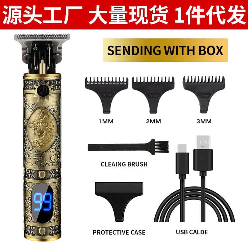 image-Professional Electric Hair Clipper LCD Display Rechargeable Men's Trimmer