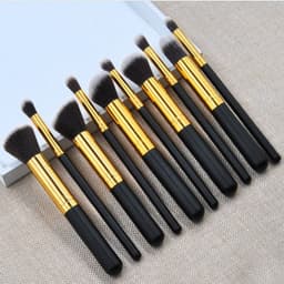 image-10-Piece Beginner Makeup Brush Set Nylon Hair Wooden Handle