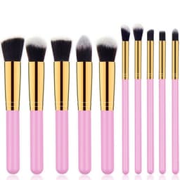 image-10-Piece Beginner Makeup Brush Set Nylon Hair Wooden Handle