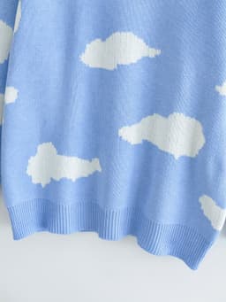 image-Women's Pastoral Fresh Sweet Knit Sweater Blue Polyester