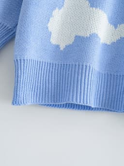 image-Women's Pastoral Fresh Sweet Knit Sweater Blue Polyester