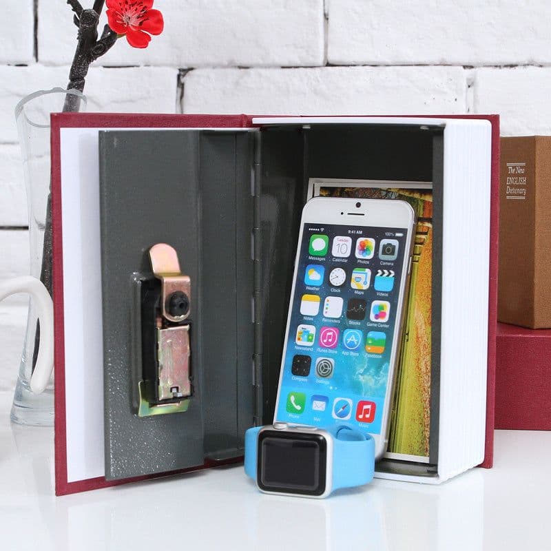 image-Book Safe Dictionary Diversion Safe Box with Key - Medium Metal Storage