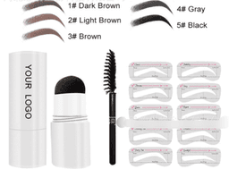 image-Eyebrow Makeup Kit White Tube - Eyebrow Powder Soap Pencil Set Black Brown
