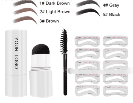 image-Eyebrow Makeup Kit White Tube - Eyebrow Powder Soap Pencil Set Black Brown