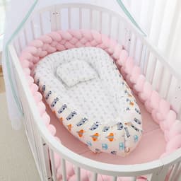 image-Portable Baby Crib with Removable Washable Cover Travel Bed