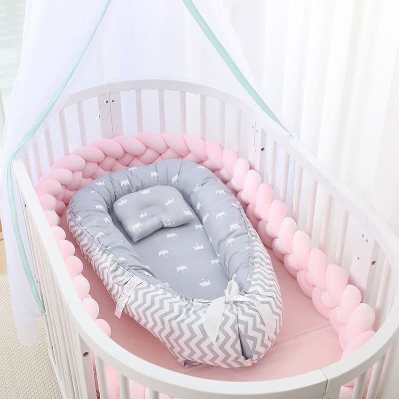 image-Portable Baby Crib with Removable Washable Cover Travel Bed