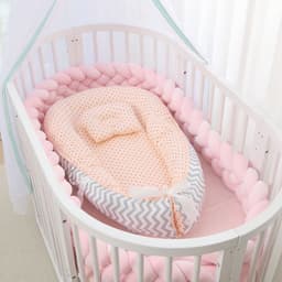 image-Portable Baby Crib with Removable Washable Cover Travel Bed