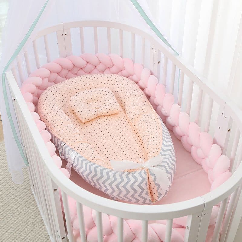 image-Portable Baby Crib with Removable Washable Cover Travel Bed