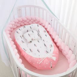 image-Portable Baby Crib with Removable Washable Cover Travel Bed