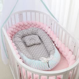 image-Portable Baby Crib with Removable Washable Cover Travel Bed