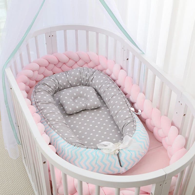 image-Portable Baby Crib with Removable Washable Cover Travel Bed