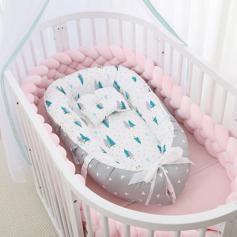 image-Portable Baby Crib with Removable Washable Cover Travel Bed