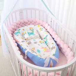image-Portable Baby Crib with Removable Washable Cover Travel Bed