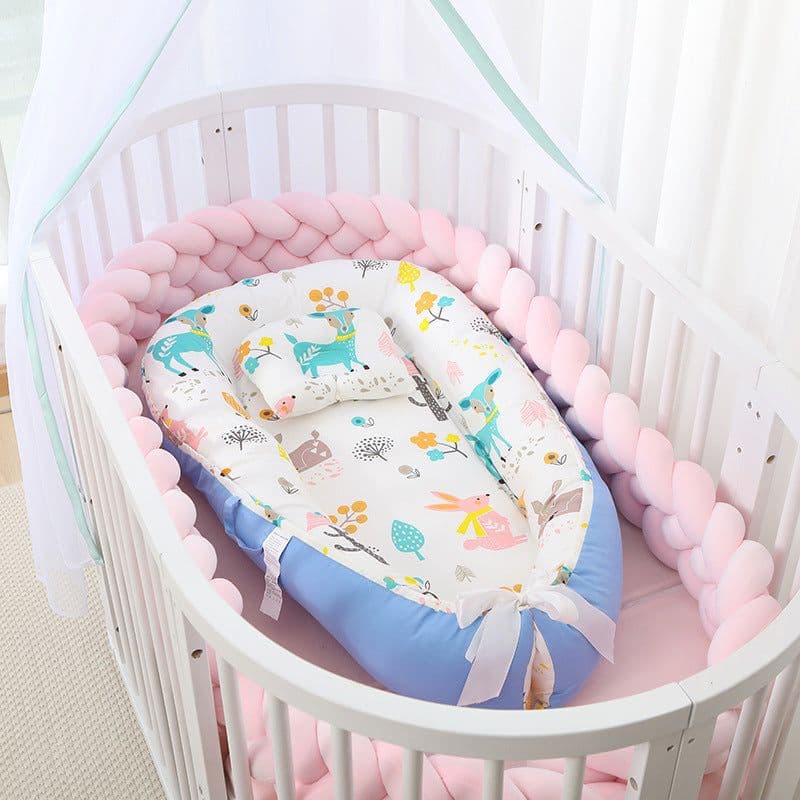 image-Portable Baby Crib with Removable Washable Cover Travel Bed