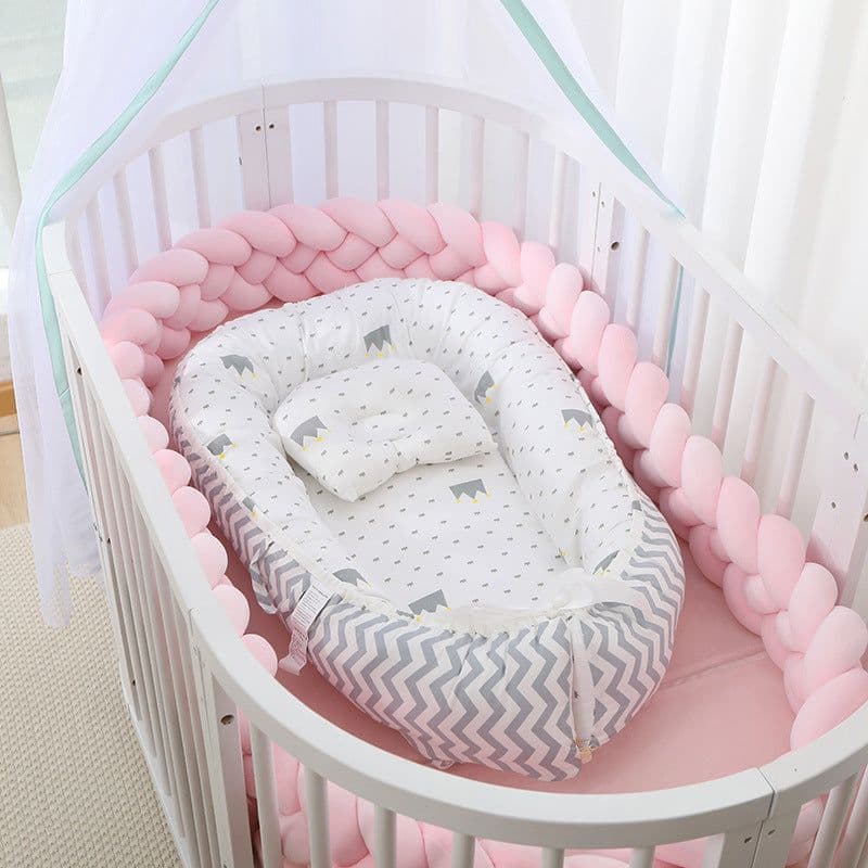 image-Portable Baby Crib with Removable Washable Cover Travel Bed