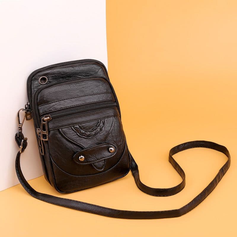 image-Women's PU Leather Crossbody Bag Small Square Shoulder Messenger Bag